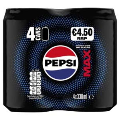 Picture of 330 Pepsi Max Can Multi PM€4.50 4pk x6 DRS